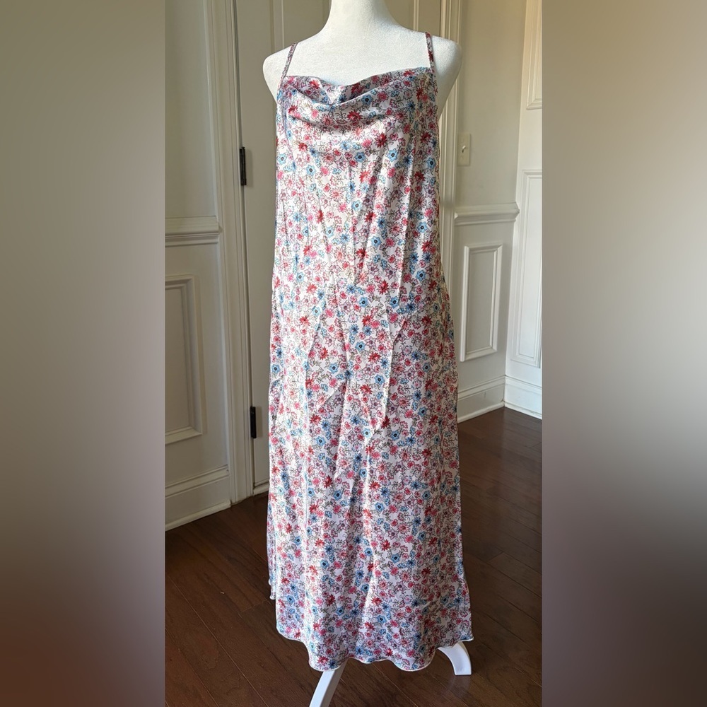 Bebe Printed Sati Floral Midi Dress Size Large